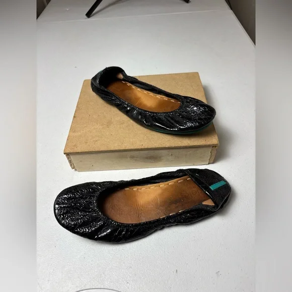 Tieks By Gavrieli Black Obsidian Croc Patent Leather Ballet Flats Women's Size 8 - Picture 13 of 13